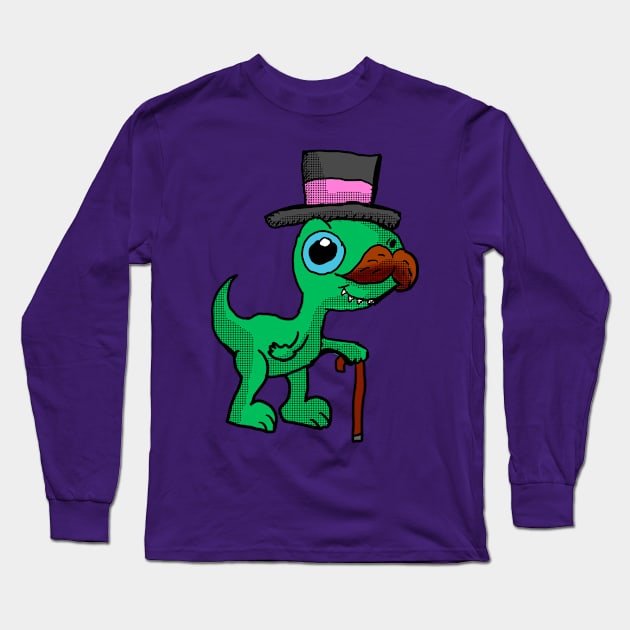 Top Hat T-Rex Long Sleeve T-Shirt by Eric03091978